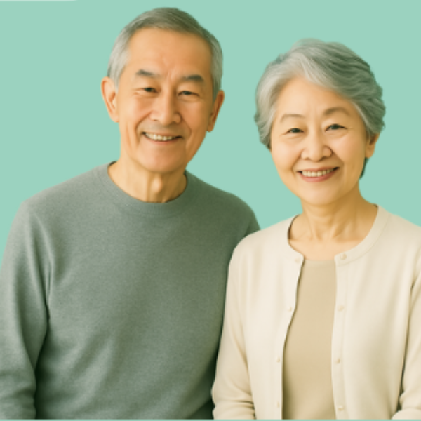 おじいさんとおばあさんが写っている画像